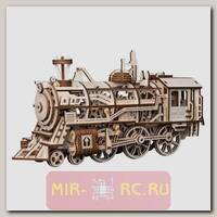 Деревянный 3D-конструктор Robotime Locomotive с приводом