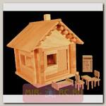 Деревянный конструктор Избушка-Теремок с мебелью, 95 деталей