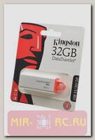 Flash накопитель KINGSTON USB 3.1/3.0/2.0 32GB DataTraveler G4 белый c красным BL1